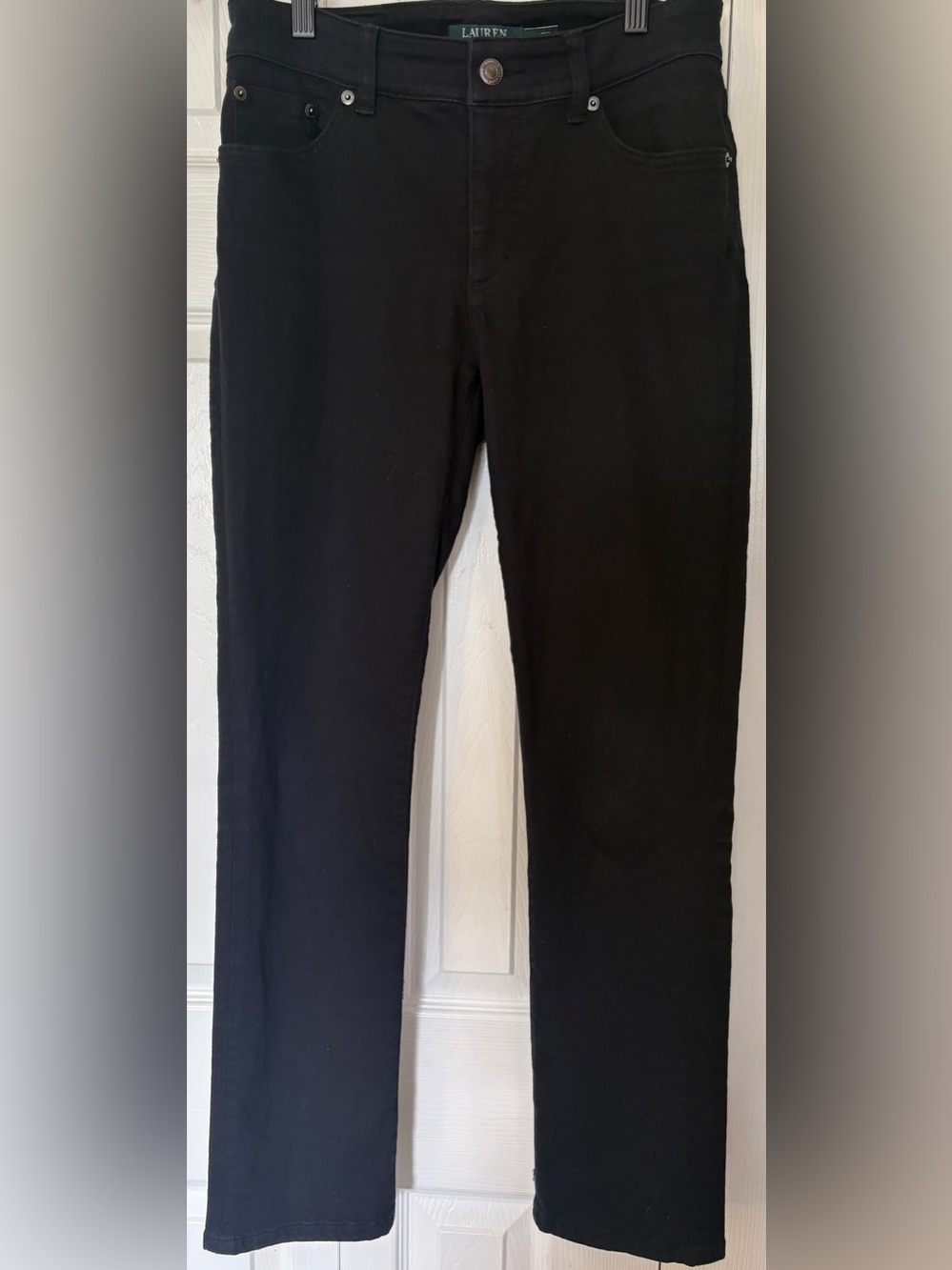 Lauren Ralph Lauren Premier Slimming Tummy Control Straight Leg Black Jeans 4
